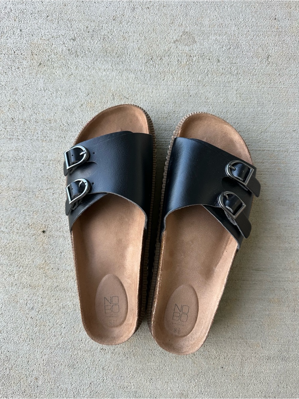 No Boundaries Black Double-Buckle Slide Sandals